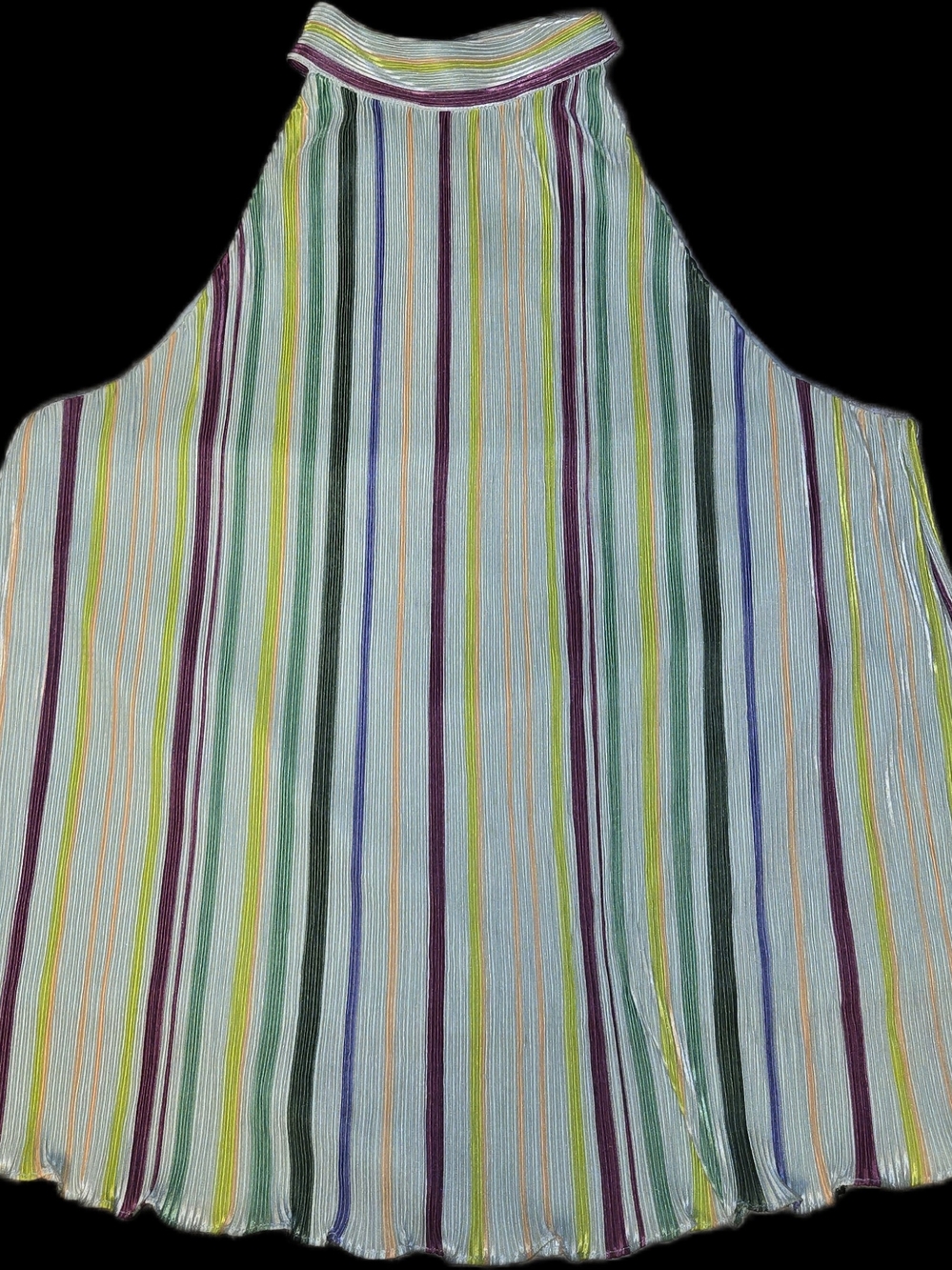 Kori Multicolor Vertical Stripe Pleated Halter Top Size XL